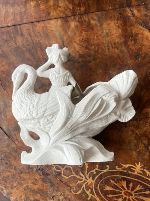 Antique Art Nouveau Bisque Porcelain Figural Vase