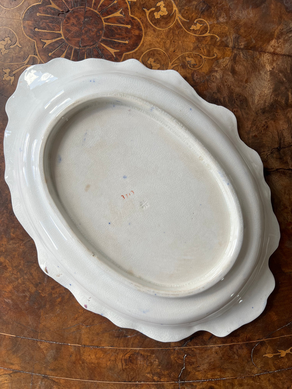 Antique Flow Blue 35cm Oval Platter - Moorish Castle Pattern - Exceptional Gold Gilt condition
